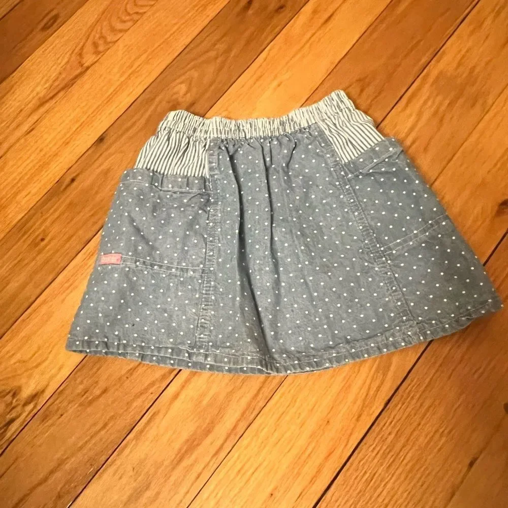 Vintage‎ 1990s Oshkosh Polka Dot Denim Shirt and Pocket Skirt Set
